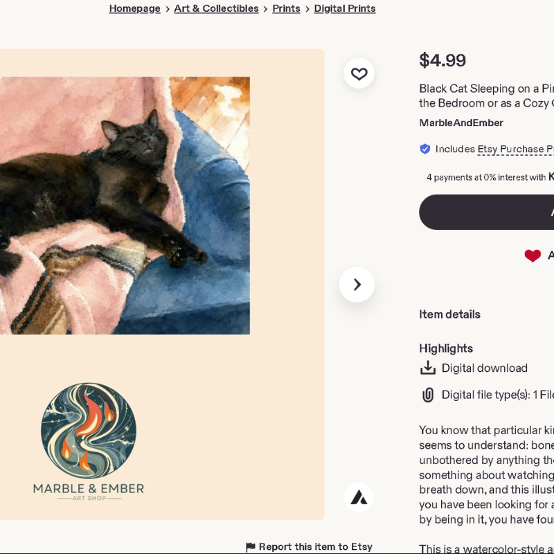 Etsy listing title and description generated for the art
